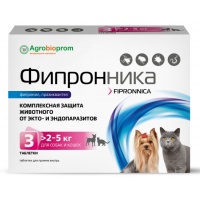 Фипронника таблетки для собак и кошек массой 2-5 кг, 3 таб.