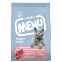Альфа Пет MENU сухой корм для кошек и котов, говядина