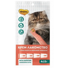 Мнямс крем-лакомство для кошек, тунец кацуо и морской гребешок 4 шт