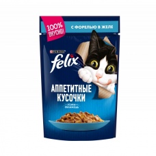 Felix пауч консервы для кошек аппетитные кусочки с форелью 85 г.