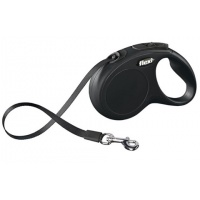 FLEXI New Classic M Tape 5 m Поводок-рулетка, лента, черный, до 25 кг