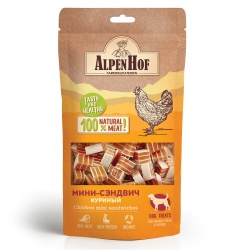 AlpenHof Лакомство Мини-сэндвич куриный для мел собак/щенков 50г