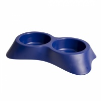 DUVO+ Миска для животных двойная, пластиковая, синяя, 20x35x6см (300мл)