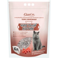 Наполнитель для кошачьего туалета Чистый котик комкующийся ТОФУ ОРИГИНАЛ 6 л (2,9 кг)