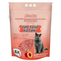Наполнитель для кошачьего туалета Чистый котик комкующийся ТОФУ ПЕРСИК 6 л (2,9 кг)