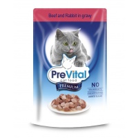 PreVital Premium консервы с говядиной и кроликом в соусе для кошек, 100 г
