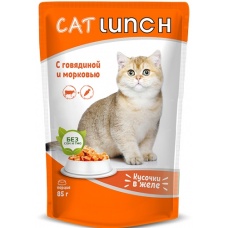 Cat Lunch пауч для кошек кусочки в желе Говядина и Морковь