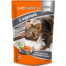 Cat Lunch пауч для кошек кусочки в желе с Курицей