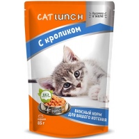 Cat Lunch пауч для котят кусочки в желе с Кроликом
