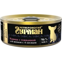 Четвероногий Гурман Golden консервы для щенков Курица с говядиной в желе
