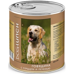 Dog Lunch консервы для собак Говядина с сердцем и печенью в желе