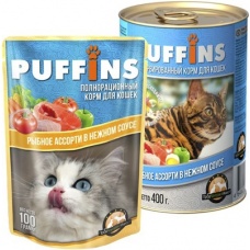 Puffins пауч для кошек Рыбное ассорти в соусе