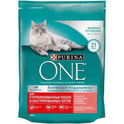 Purina One сухой корм для стерилизованных кошек лосось пшеница